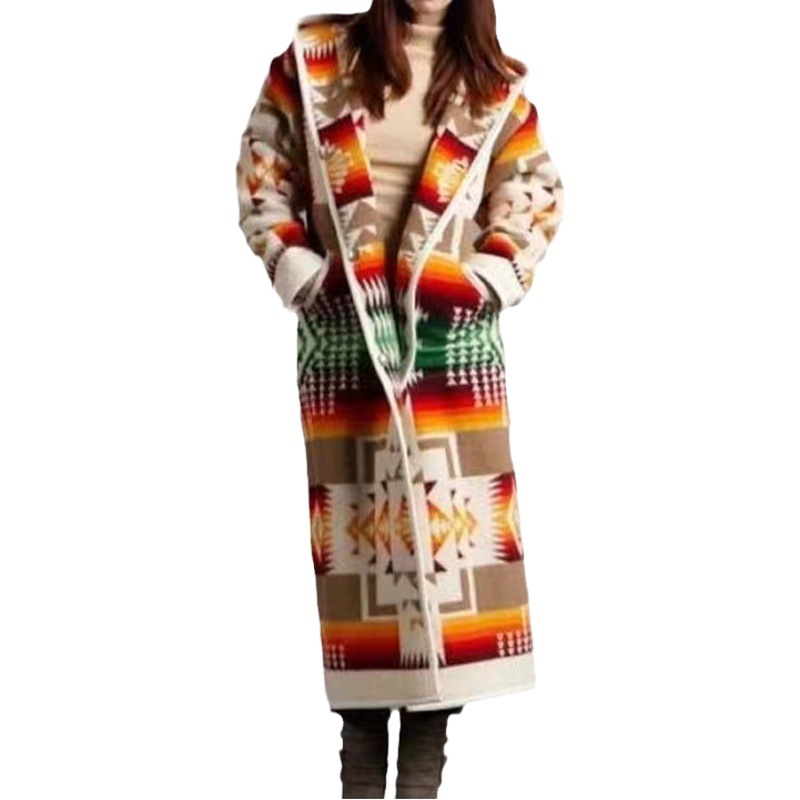 2025 Autumn and Winter New Amazon Wish Direct Sales Export Women's Clothing Wholesale Long Windbreaker Niche Design Jacket for Women