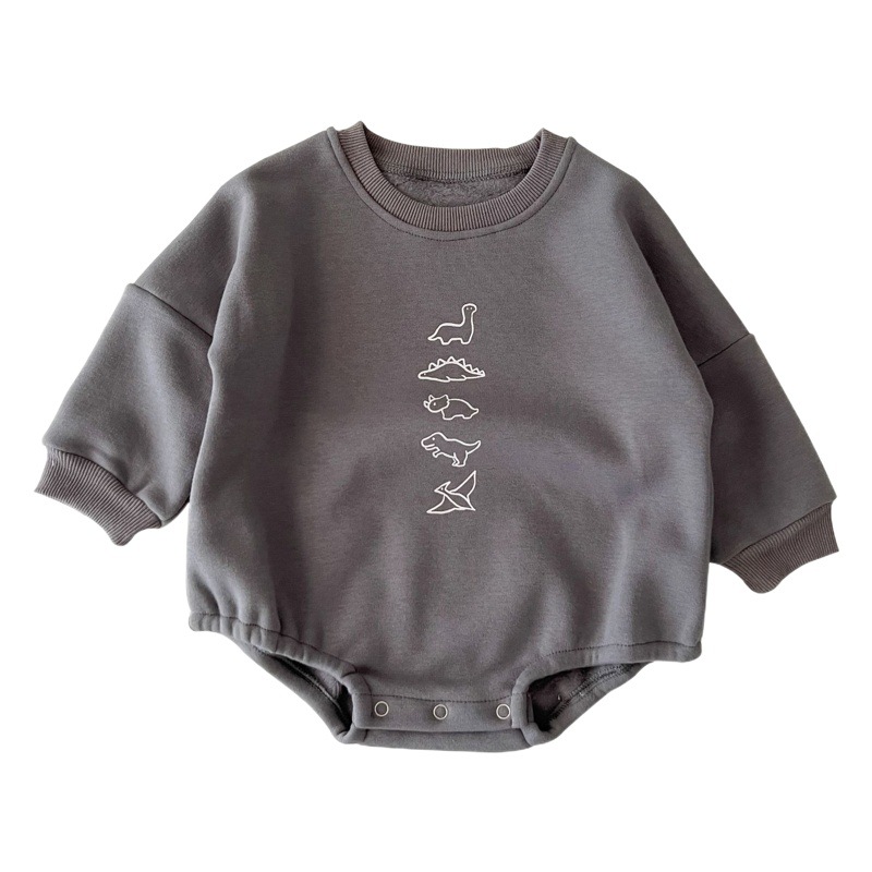 2025 Korean Style Baby Jumpsuit, Winter Harem, Male and Female Baby Dinosaur Print Bag, Triangle Crawling Suit