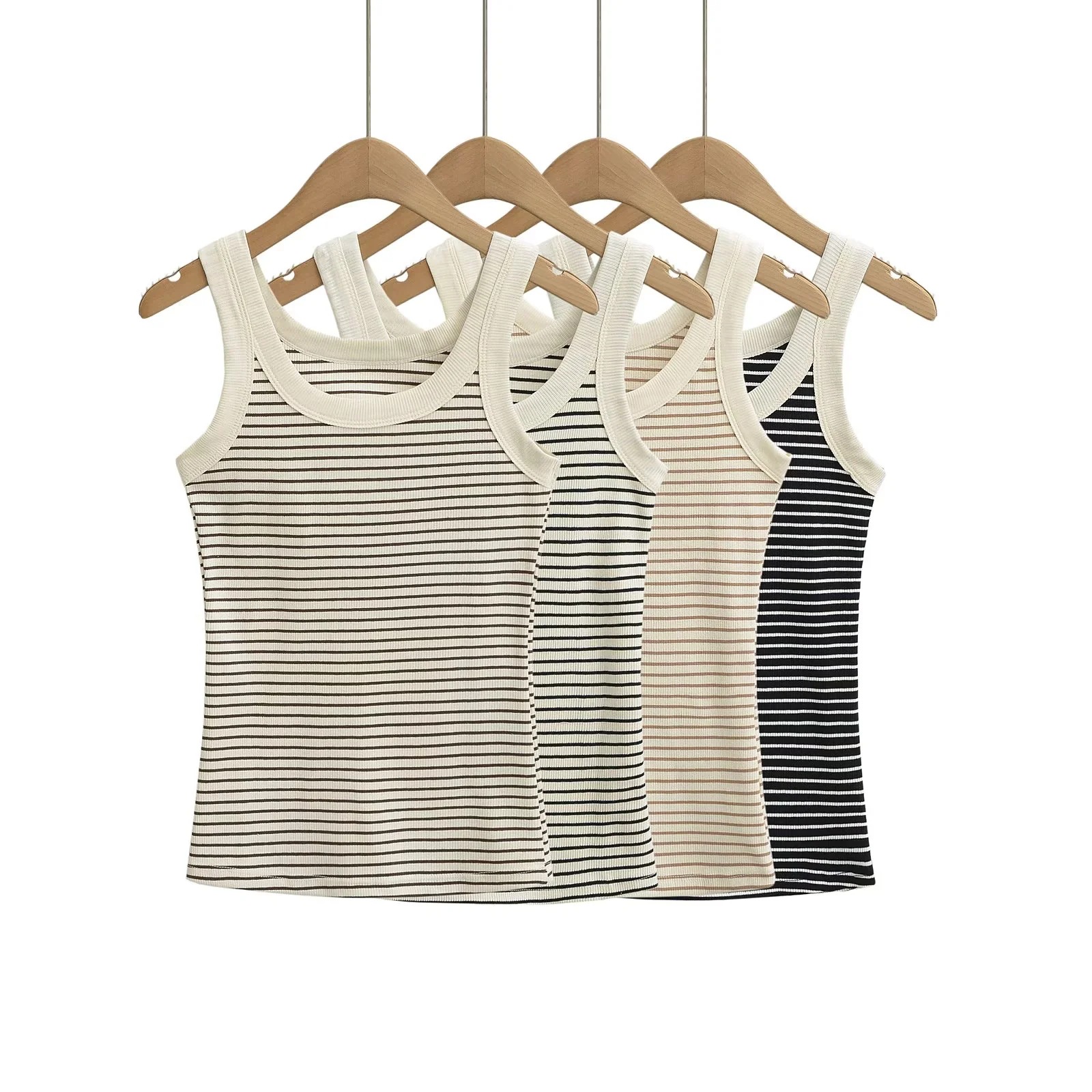 European and American Style Striped Camisole for Women 2025 New Model, Side Breast Coverage, Anti-Exposure, Versatile for Outerwear and Innerwear, Base Top