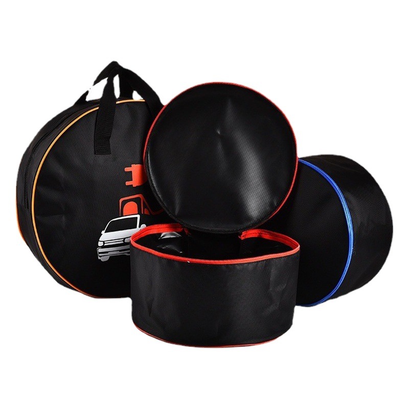 Round Oxford Cloth Storage Bag Mountaineering Camping Zipper Bag Car Cable Portable Handbag Cylinder Bag