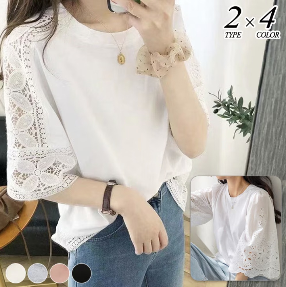 2 Style 7 Color in stock 2024 Summer Japanese Solid Color Loose Pullover Half Sleeve Round Neck T-Shirt Top Women