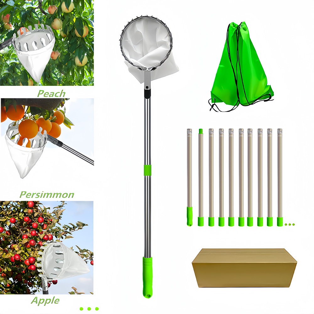 Picture of Removable fruit picker portable high-altitude telescopic rod fruit picker length adjustable stainless steel garden fruit picker