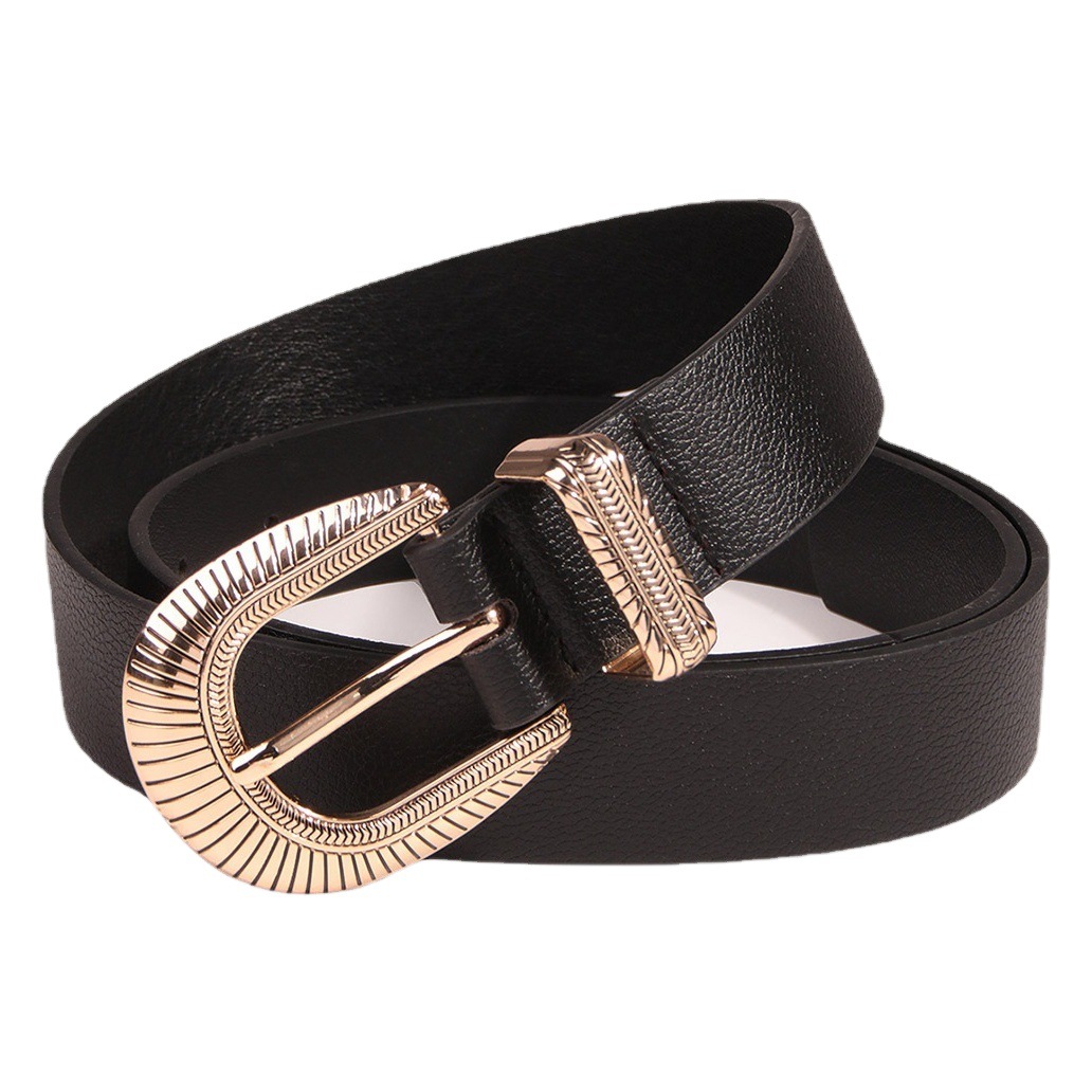 Picture of New women's gold smear two carved European and American cross-border Amazon ins style street photography source manufacturer in stock belt
