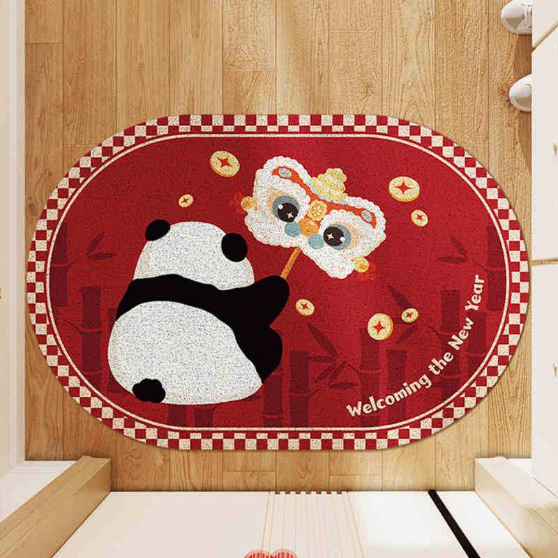 Picture of Silk Ring Entrance Floor Mat Door Anti-skid Dust Removal Entrance Carpet Door Mat Home Red Festive Dirty Resistant Mat
