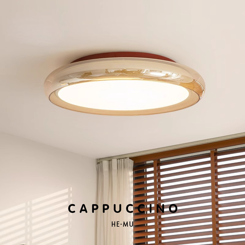 French Middle Style Bedroom Lamp Light Luxury High Sense Master Bedroom Lamp Designer Minimalist Glass Round Study Ceiling Lamp