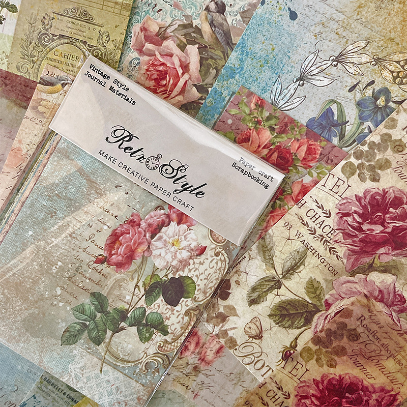 Picture of Retro style material paper DIY album scrapbook Journal material paper card material background paper RZ3103