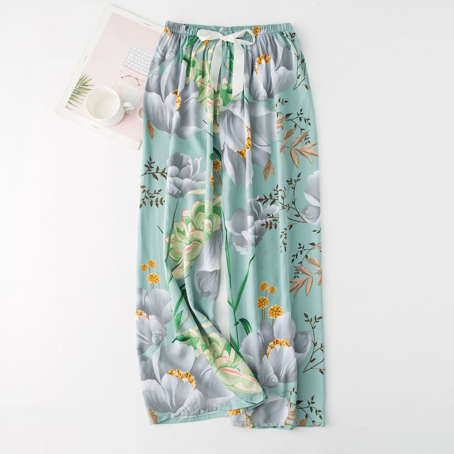 Picture of Cotton Silk Pajama Pants Women's Summer New Large Size Loose Pants Pregnant Women Can Wear Ram Cotton Thin Pants