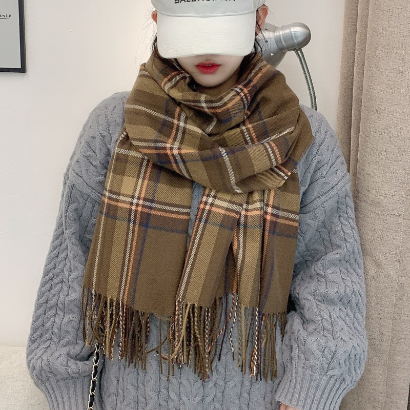 Picture of 2024 New Plaid Long Scarf Women's Winter Warm High-end Imitation Cashmere All-match Shawl Scarf for Christmas Students
