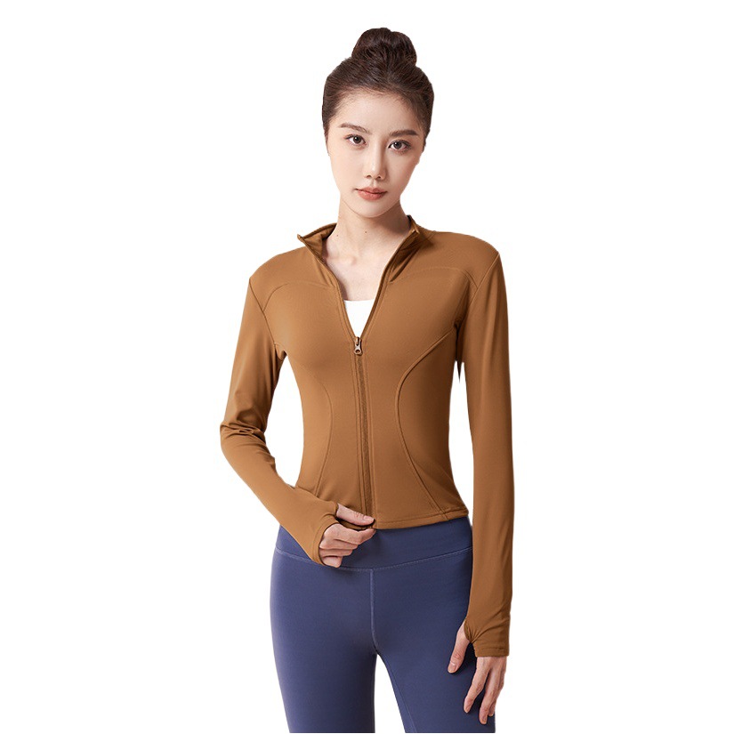 Juyitang Autumn and Winter Sports Fitness Running Tight Slimming Long Sleeve Thickened fleece-lined Yoga Jacket for Women