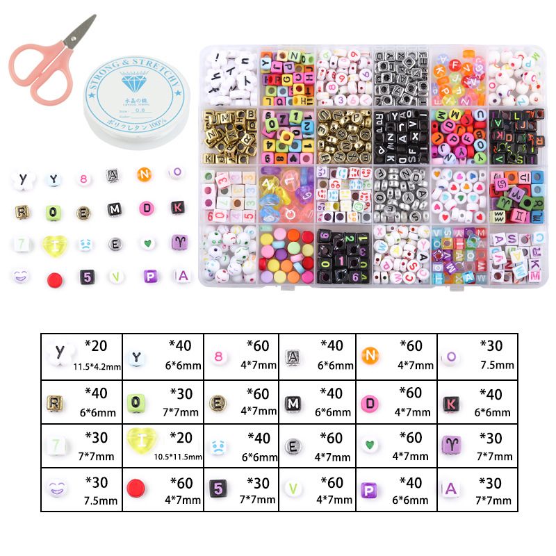 Picture of Amazon Hot Sale 24 Grid Multi Style Letter Beads Boxed Color Beads Handmade Set with Accessories diy Material