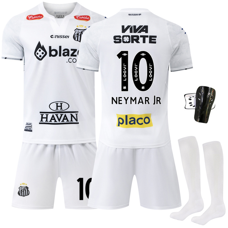 Picture of 2425 Sportswear No.10 Neymar Jersey White Brazilian League Away Stripes Santos Home Football Suit