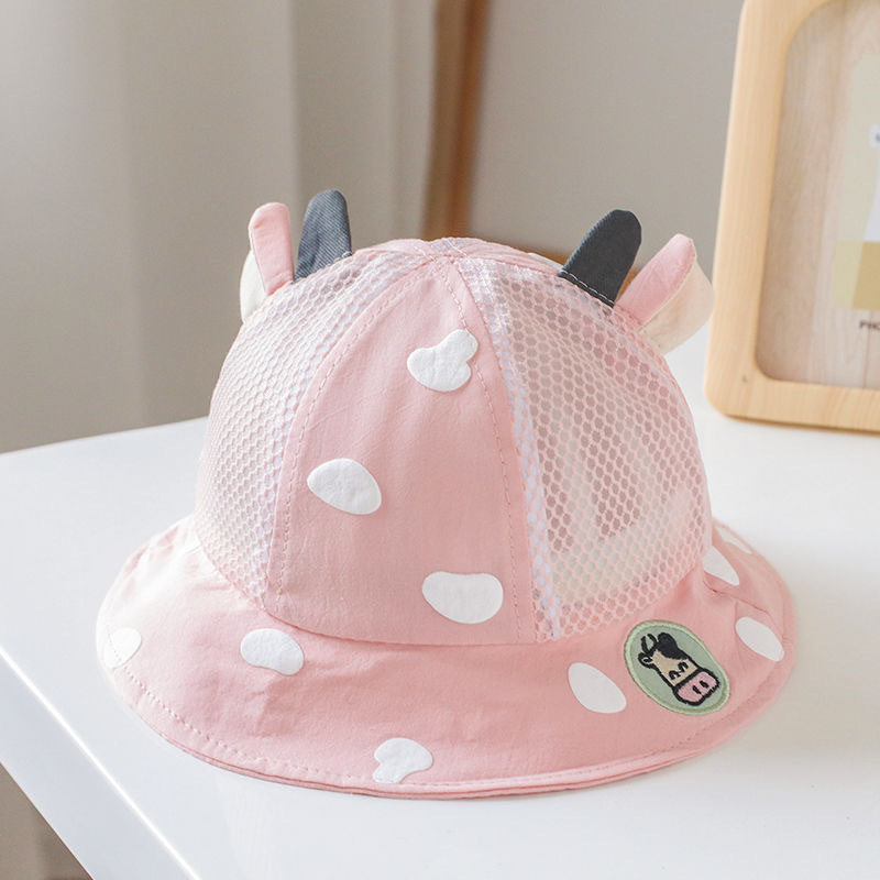 Picture of Baby Hat Spring and Summer Korean-style Sunshade Basin Hat for Boys and Girls Cute Cow Super Cute Breathable Net Fisherman Hat