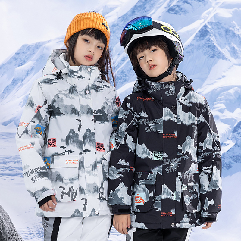 Picture of Children's Ski Suit for Boys and Girls Winter Outdoor Windproof Water-splashing Warm Thickened Snowboard Double-board Ski Suit New