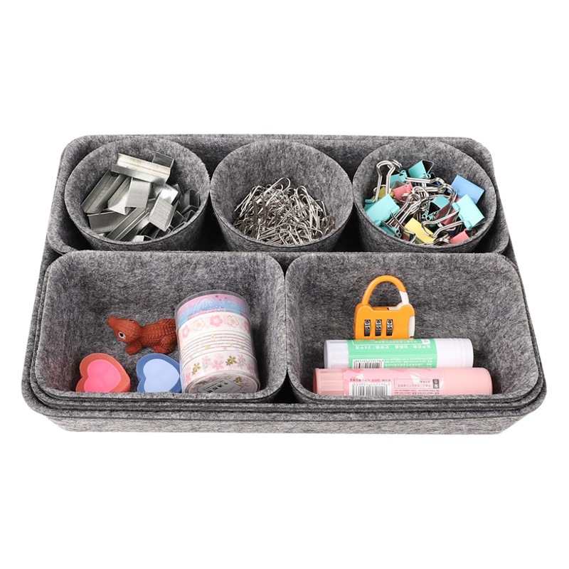 Cross-border in stock felt storage integrated drawer organizing compartment storage box office storage box 8 pieces
