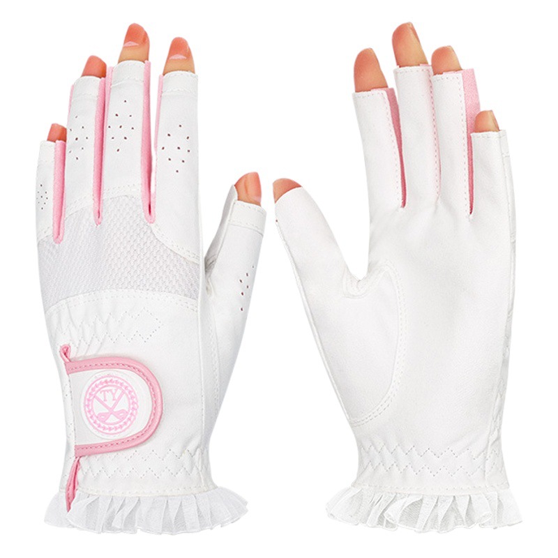 Summer New golf Gloves Women's Excerpted Gloves Microfiber Breathable Sun Protection golf Gloves Left and Right Hands