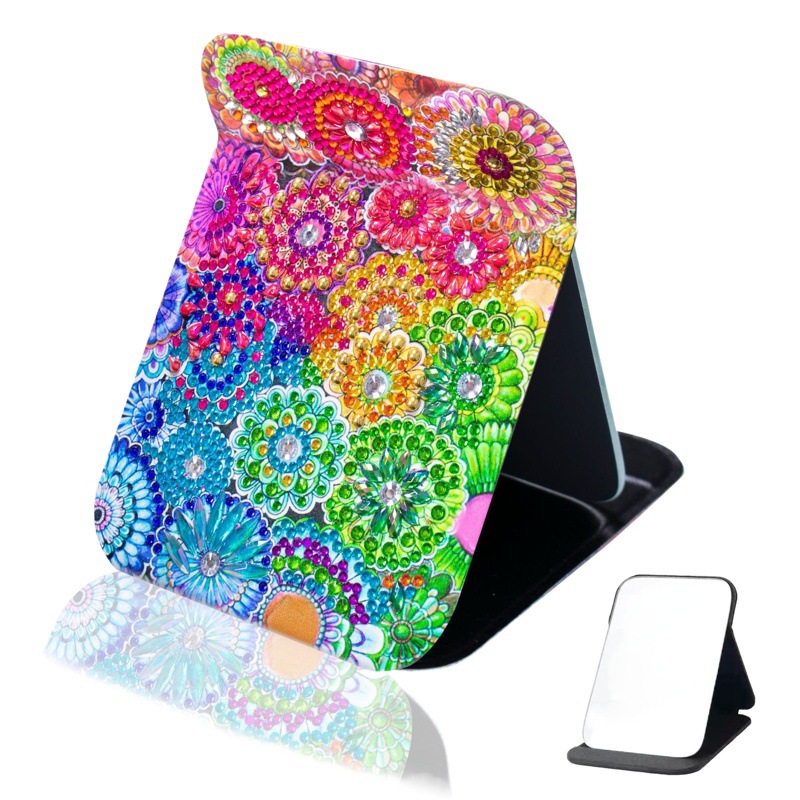 1 piece DIY flower Diamond painting mirror suitable for adult Crystal makeup mirror portable foldable mirror