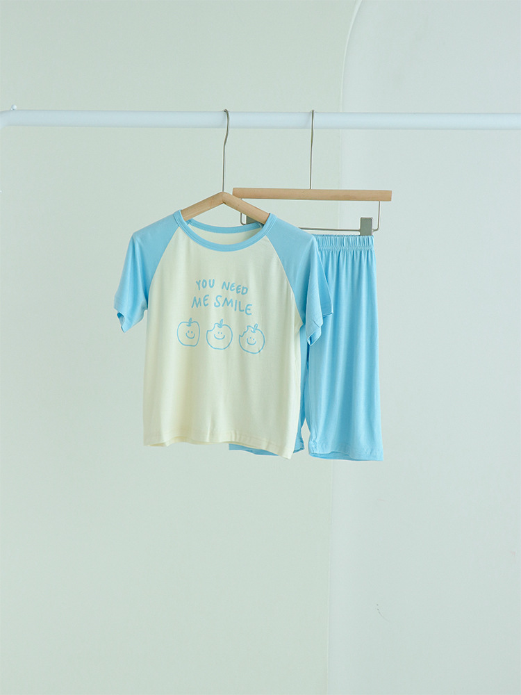 Picture of 2025 Children's Summer Modal Cartoon Pajamas for Boys and Girls Seven-point Raglan Sleeve Home Baby Air-conditioning Clothes suit