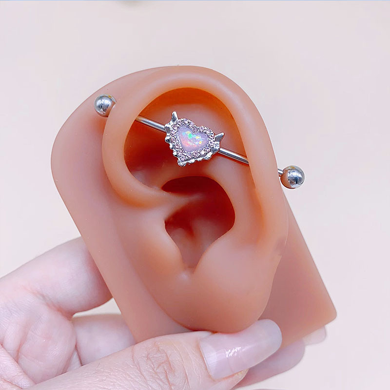 Picture of Gaibei European and American cross-border heart-shaped navel ring Opal navel ring nose clip ear studs body piercing jewelry