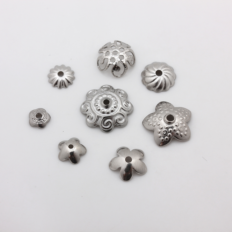 Picture of 100 Non-Fading Stainless Steel Titanium Steel Flower Tray Necklace Accessories Bracelet Spacer Beads Loose Beads DIY Jewelry Accessories