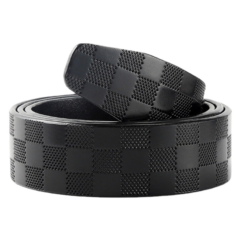 Men's Genuine Leather Belt Crocodile Pattern Leather-Free Belt Antique Headless Smooth Buckle Belt Strip Retro