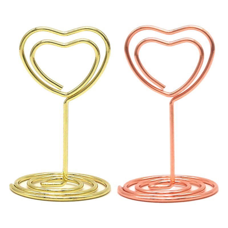 Love metal note holder vertical desktop message holder creative cross-border heart-shaped card holder cute alien business card holder