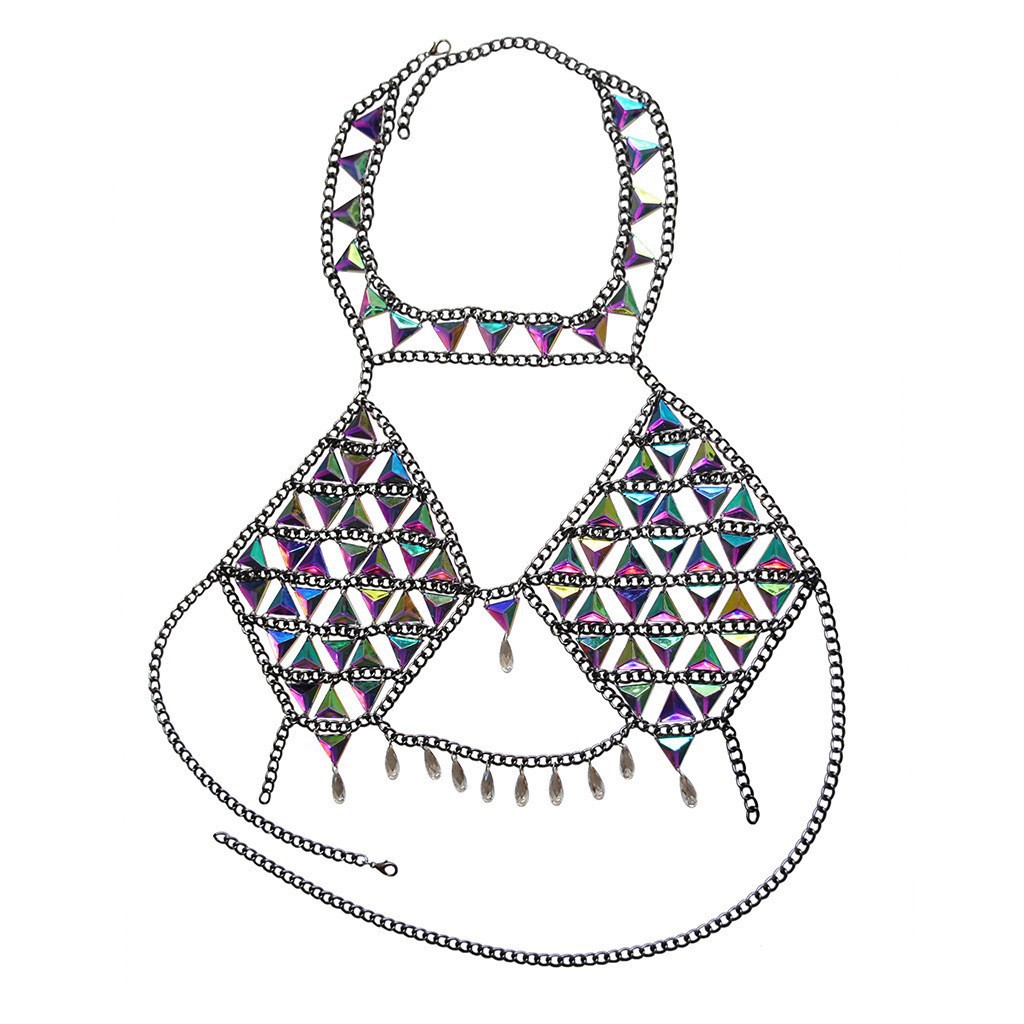 Picture of 2024 Hot Selling New European and American Cross-Border Jewelry Fashion Sexy Triangle Acrylic Water Drop Pendant Chest Chain Body Chain