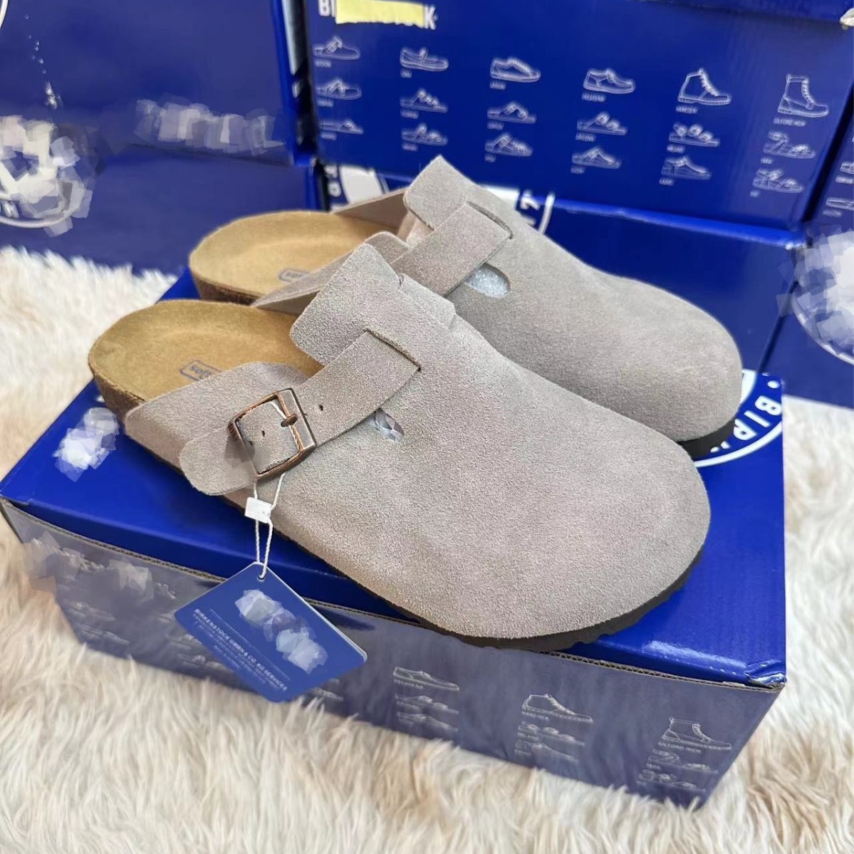 High-End Birkenstock Shoes for Couples, Stylish, Simple, Comfortable, Half-Covered Slip-On Sandals with Cork Soles for Outdoor Wear, Mule Shoes