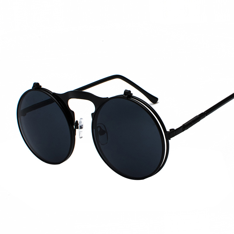 Picture of Jet 3057 Retro Metal Steampunk Flip Sunglasses Flip Sunglasses for Men and Women Trendy Round Frame Prince Mirror