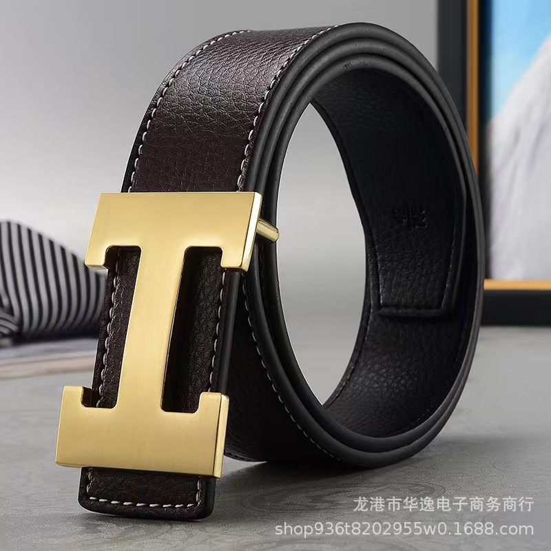 Belt Men's New H Smooth Buckle Youth Distinctive Trendy Men's Korean Style Student's All-match Simple Belt