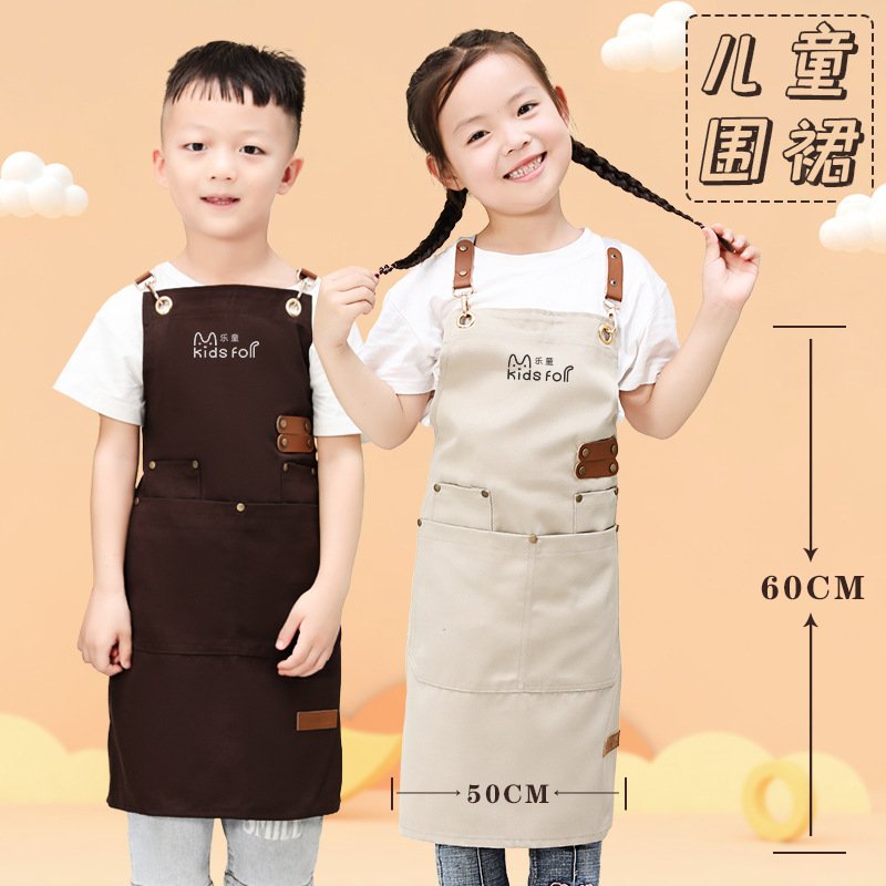 Waterproof children's apron logo printing calligraphy painting art clay sculpture kindergarten boys and girls baking bibs wholesale