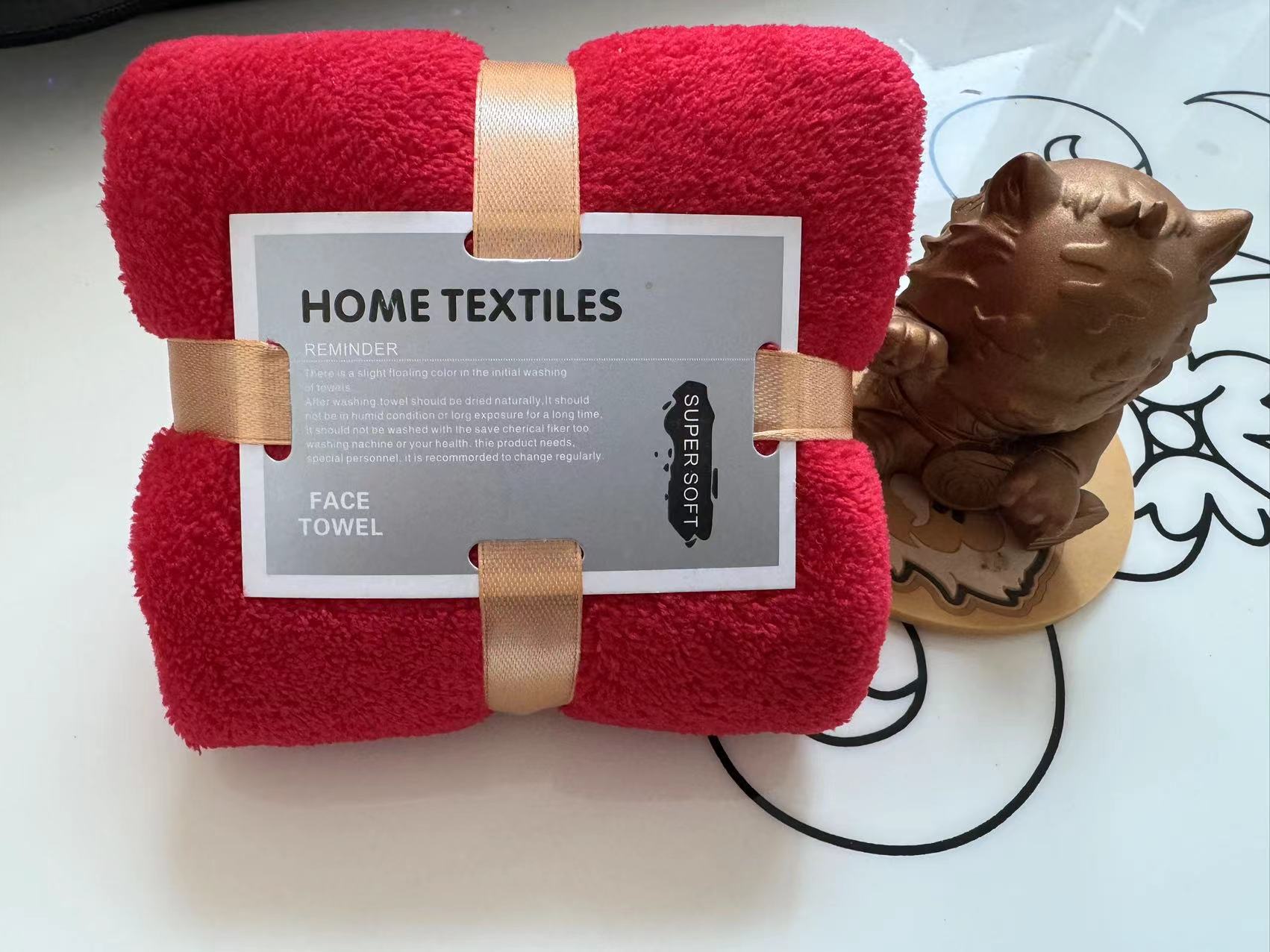 Picture of Hand gift towel wholesale coral velvet square wedding gift box towel wedding candy box towel Xi word New