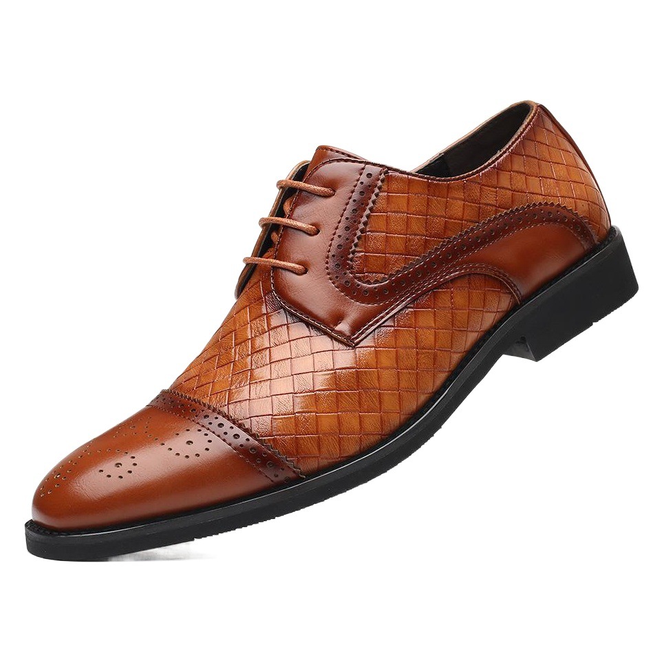 2025 New Men's Casual Versatile Leather Shoes, Fashionable Splicing Lace-Up Large Size Shoes, Cross-Border Export Shoes