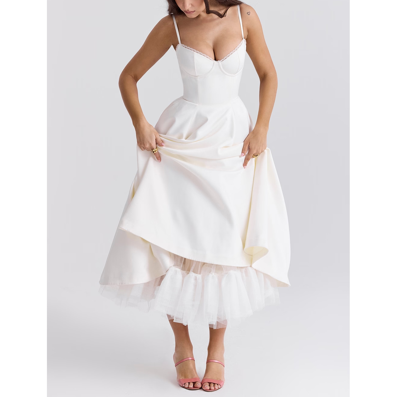 Picture of European and American sexy women's cross-border Amazon new strap V-neck sleeveless dress pettiskirt long skirt