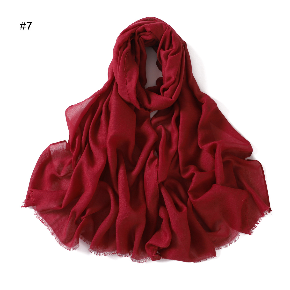 Picture of New fashion cotton and linen soft autumn and winter combed cotton monochrome short beard flat long scarf scarf scarf scarf scarf shawl in stock