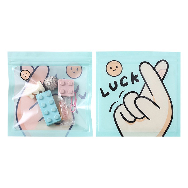 Cartoon Cute Gift Packaging Bag Transparent Heart Zipper Ziplock Bag Jewelry Stationery Hairpin Storage Bag Sealed