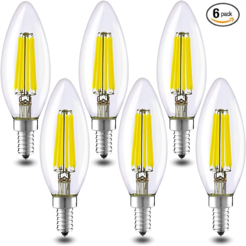 led bulb candle bulb decorative light source pointed bulb E14 chandelier crystal bulb cross border 6 PCE set