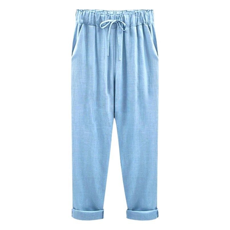 Summer New Pants Women's Cotton and Linen Nine-Point Pants Plus Fat Plus Size 150kg Plus Size Loose Thin Linen Women's Pants
