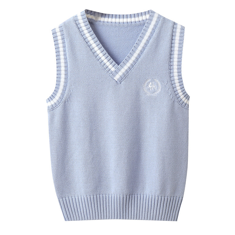 Picture of Children's Knitted Vest College-style Sweater Vest Student Stylisch Pullover Vest Girls Boys White Waistle
