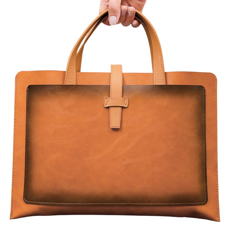 Large-Capacity Briefcase Leather Buckle Business Document Bag Satchel Waterproof Commuter Bag Printed Logo Satchel Document Bag
