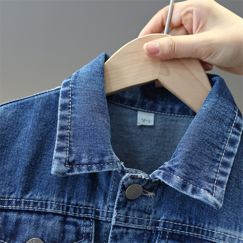 Picture of Boys Blue Denim Jacket All-match Western Style Top Simple Style Casual Fashion Jacket Trendy Cool Autumn New