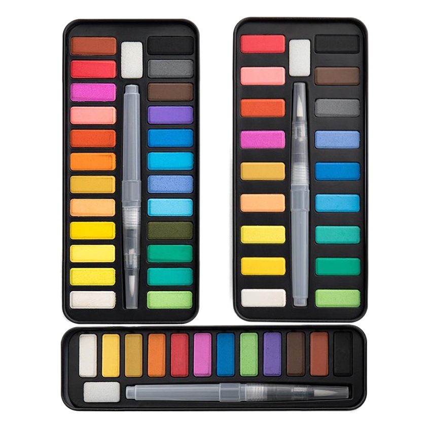 Cross-border solid watercolor paint 12 color 18 color 24 color suction watercolor pen diy graffiti student art suit