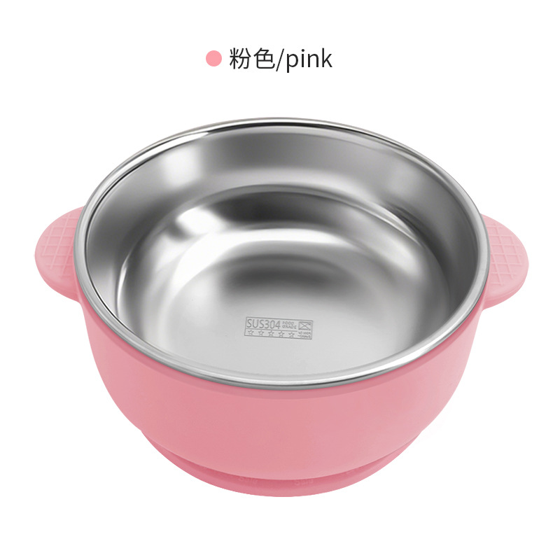 Picture of Cross-border Stainless Steel Children's Bowl Household Cute Baby Drop-resistant Heat-insulated Tableware Kindergarten Children's Rice Bowl with Suction Cup