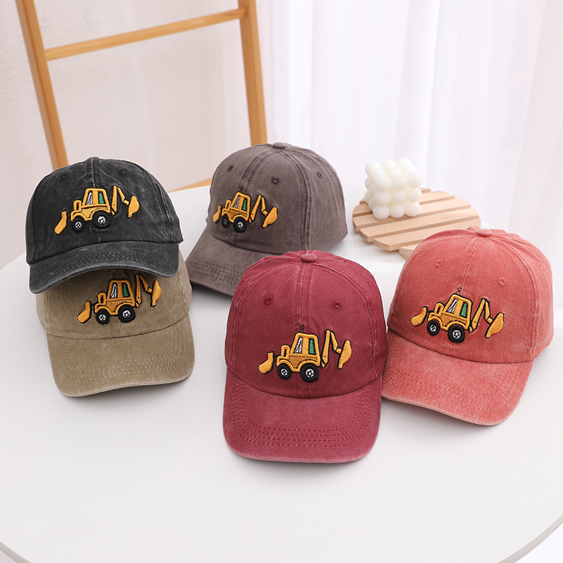 Picture of Children's hat wholesale Spring and Autumn New washed boys and girls cap Korean retro excavator cartoon baseball cap