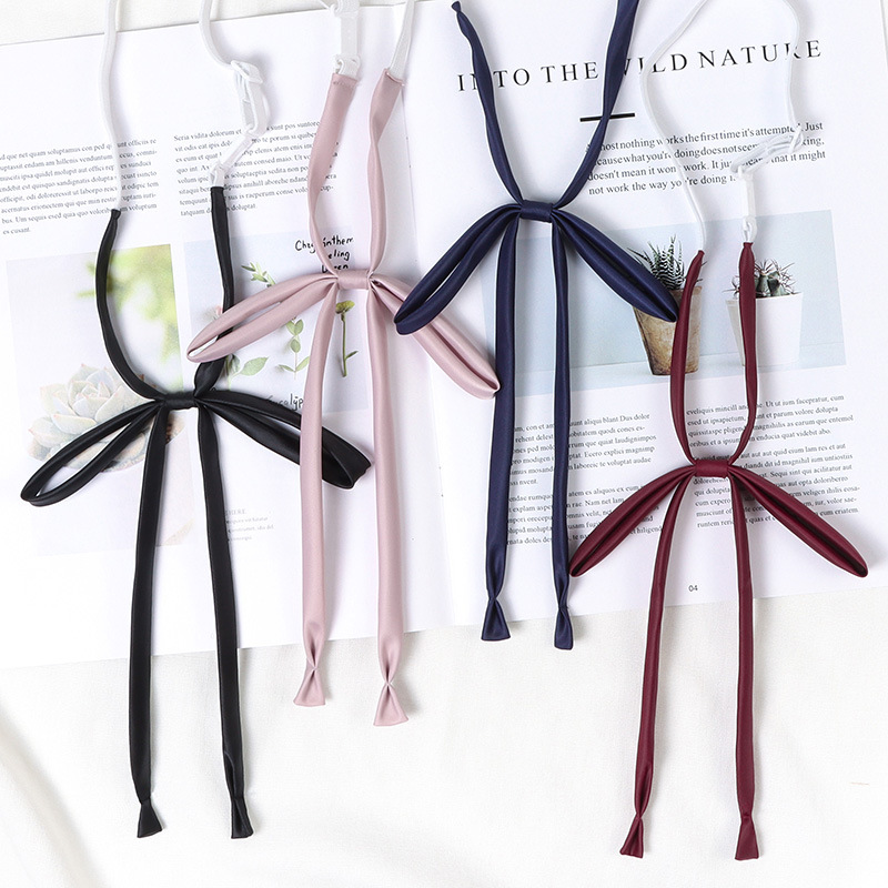Picture of Japanese JK Bow Tie Female Lazy Tie-free wine red Student Shirt Tie Accessories Black Solid Color College Style