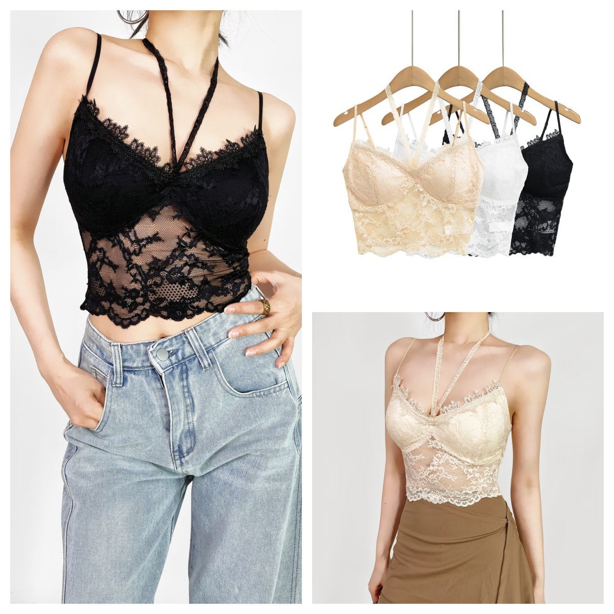 Immortal Companion ~ Lace with Chest Pad Camisole Women's Pure Desire Sexy Design Sense Inner Wear Beautiful Back Top
