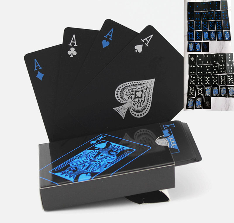 Waterproof Pure Black Plastic Poker Table Tour Card PVC Magic Foreign Trade Poker Card