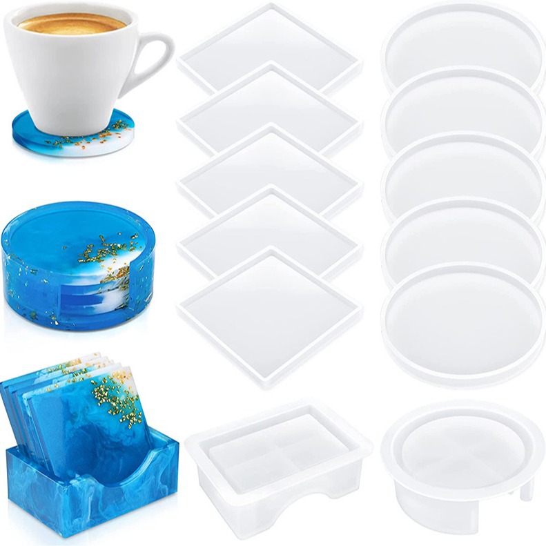 Picture of Strict selection of cross-border dedicated to drip plastic mold storage box mirror square round coasters suit handmade diy silicone