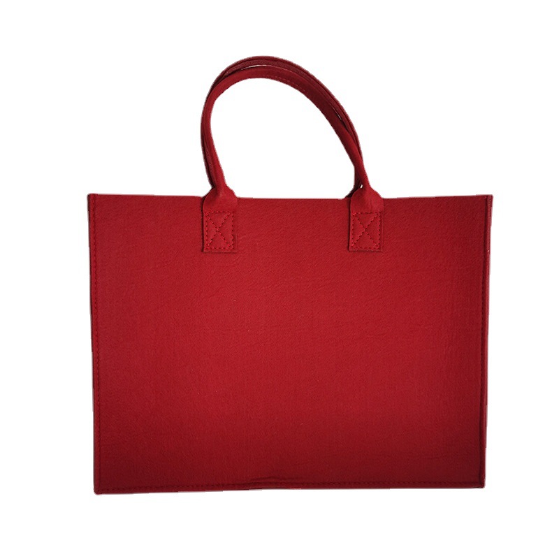 Picture of Solid Color Printed Felt Bag, Simple and Fashionable Felt Handbag, Student Tutoring Bag, Shopping Bag, High-End Tote Bag
