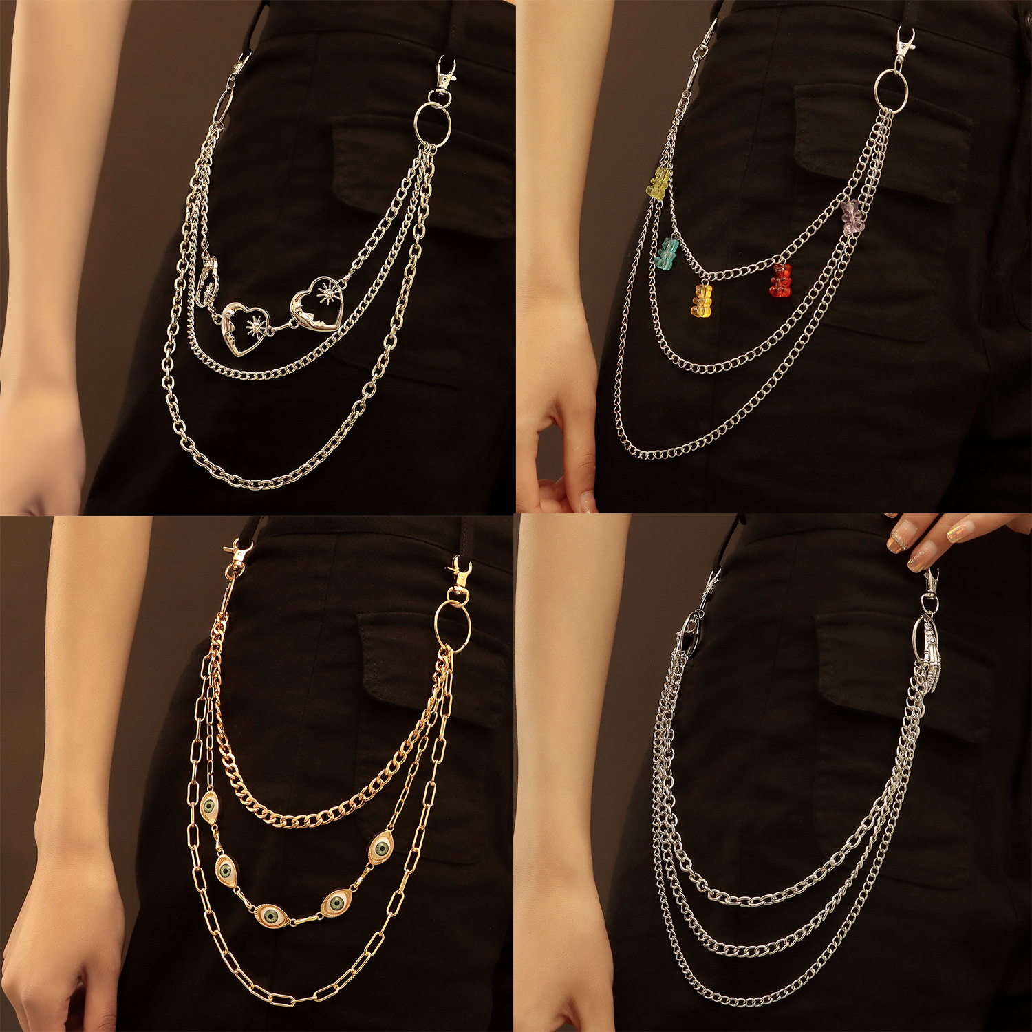 Summer ins Trendy Cool Hollow Love Multi-layer Pants Chain Waist Decoration Women's Internet Celebrity Metal Waist Chain Skirt Jeans Accessories