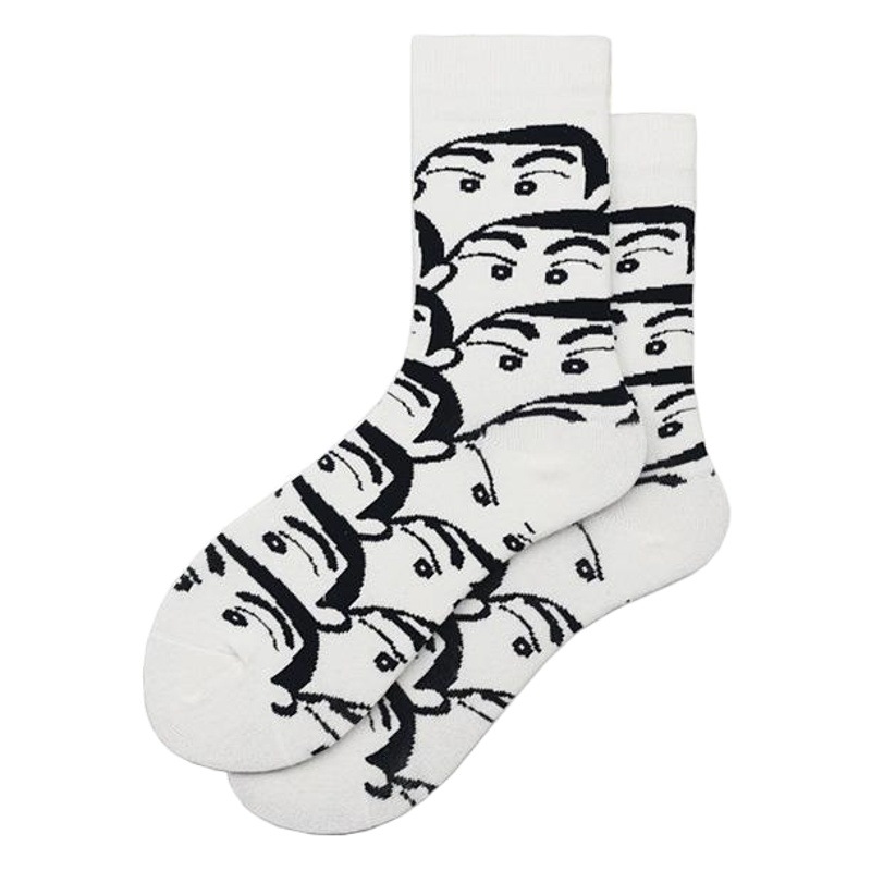 Molin Cute Cartoon Crayon Shin New Graffiti Cartoon Korean Style Japanese Fashionable Stockings Men's Neutral Mid-length Stockings for Children